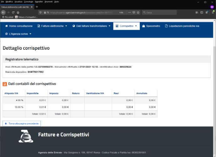 Registro di emergenza dei corrispettivi, per mancato o irregolare  funzionamento dei Registratori Telematici (RT) ad una aliquota -  prenumerato - 97 pagine - 31x24,5 cm